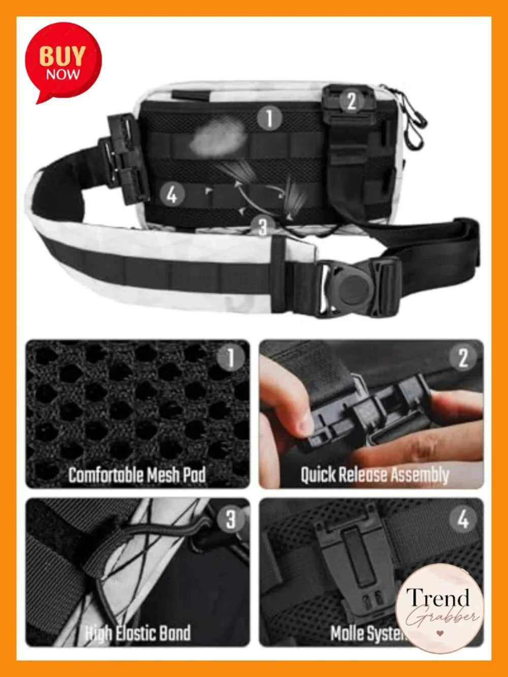 Tactical Sling Bag Waterproof Nylon Crossbody Chest Pack with MOLLE
